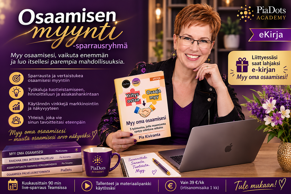 Osaamisen myyminen -sparrausryhmä PiaDots Academy by PiaDots Academy