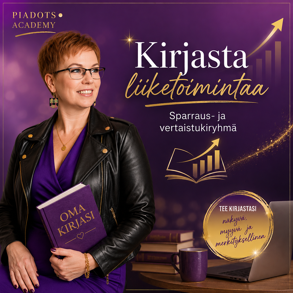 Kirjasta liiketoimintaa – sparraus- ja vertaistukiryhmä by PiaDots Academy